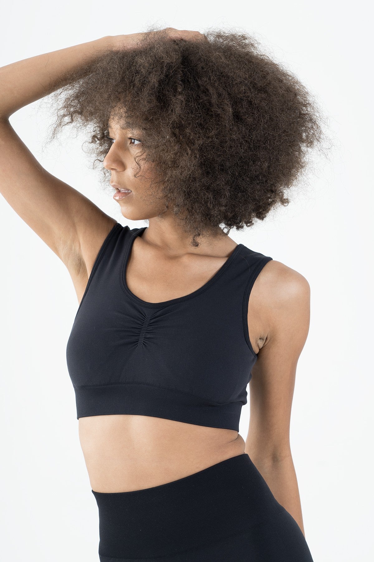 SlimFit Kadın Düz Yaka Siyah Bra