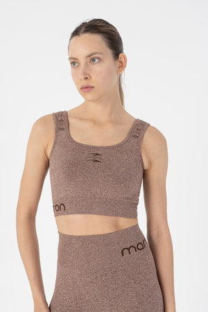 SlimFit Kadın Düz Yaka Kahvemelanj Bra