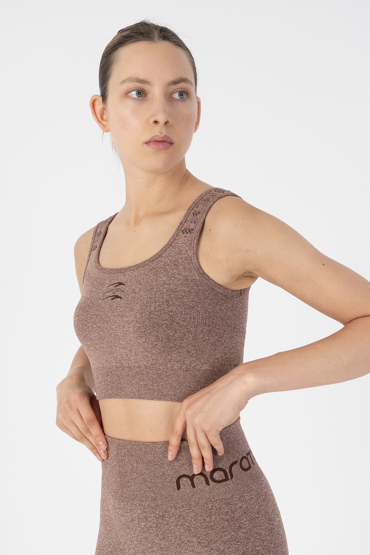 SlimFit Kadın Düz Yaka Kahvemelanj Bra
