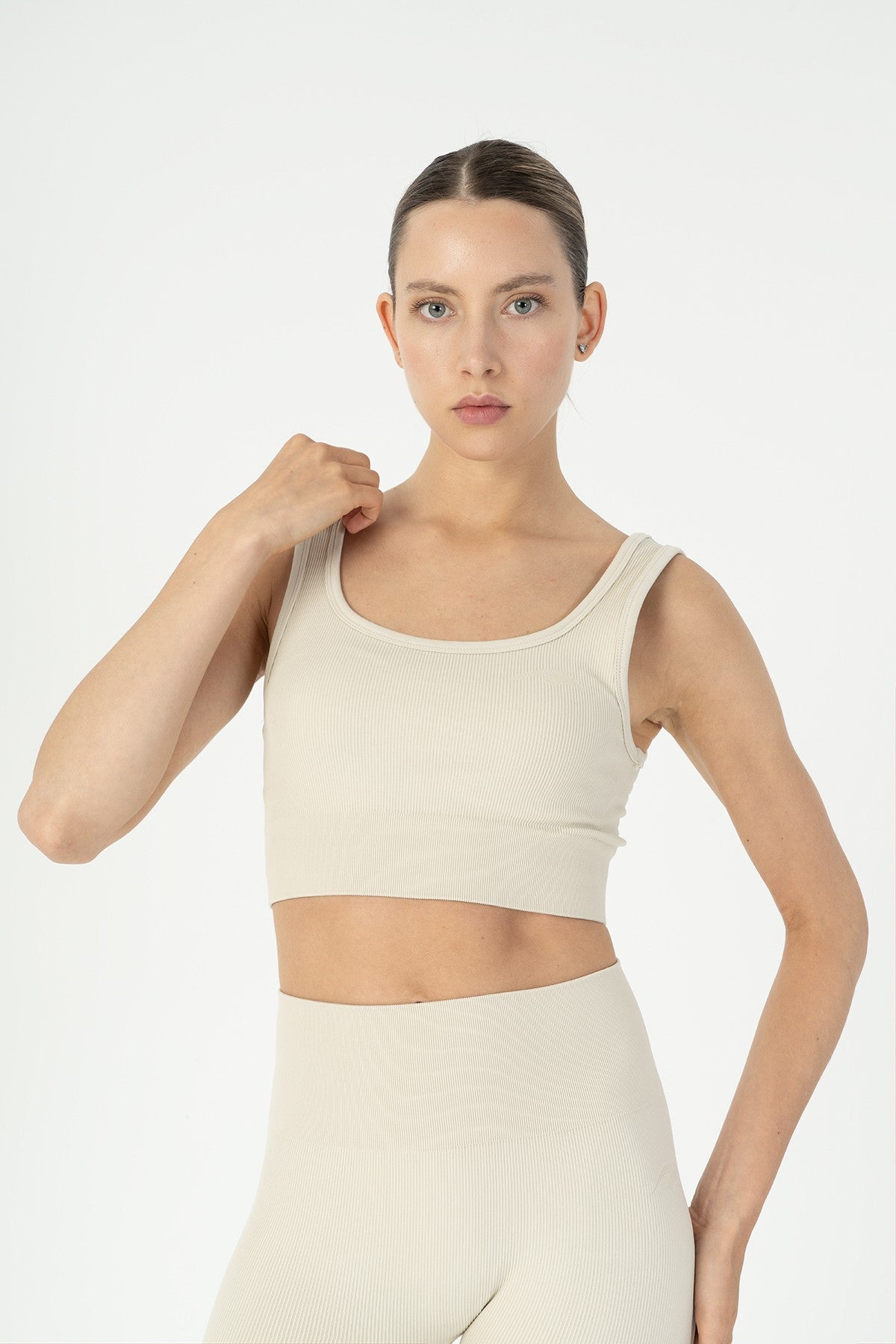 SlimFit Kadın Düz Yaka Bej Bra