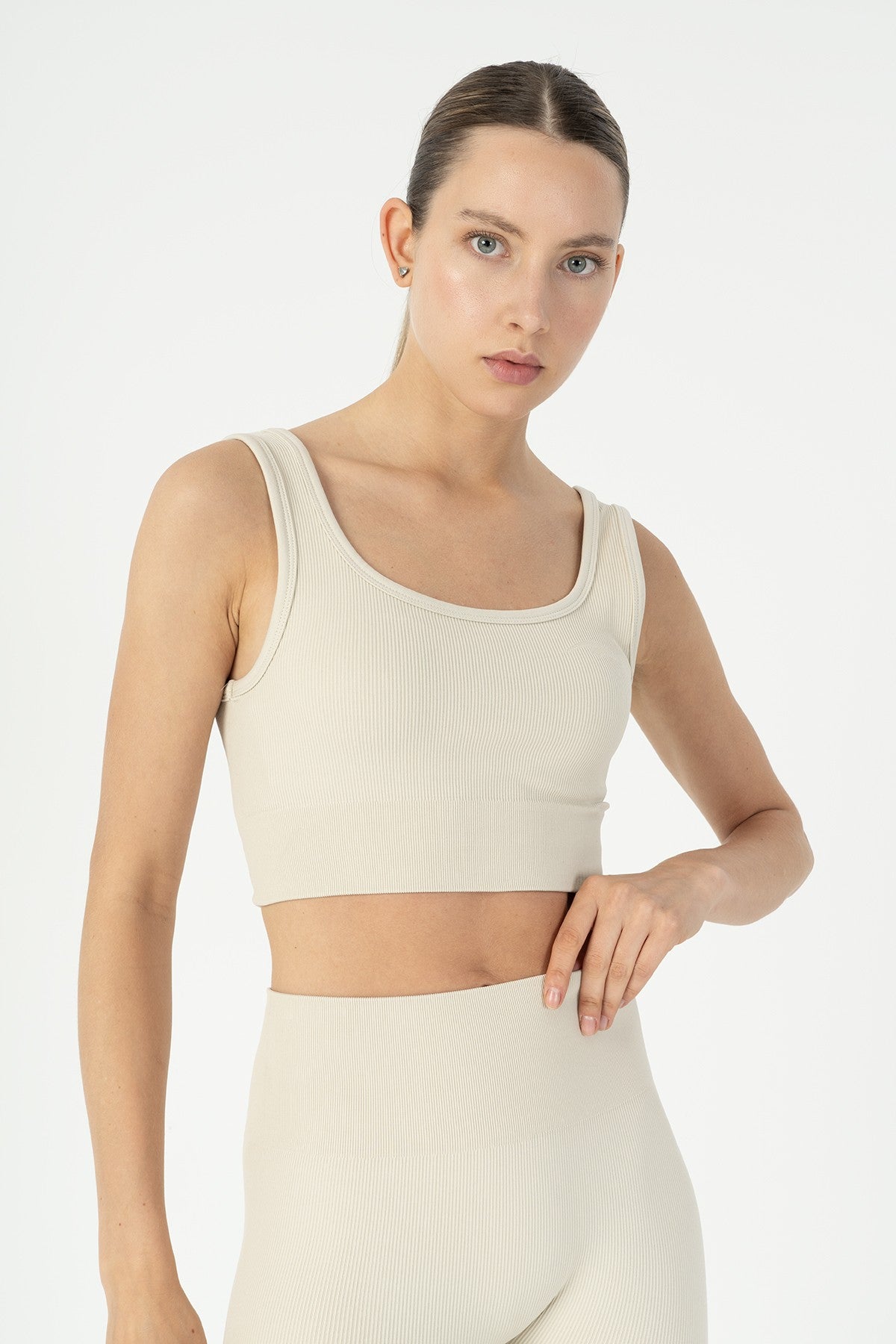 SlimFit Kadın Düz Yaka Bej Bra