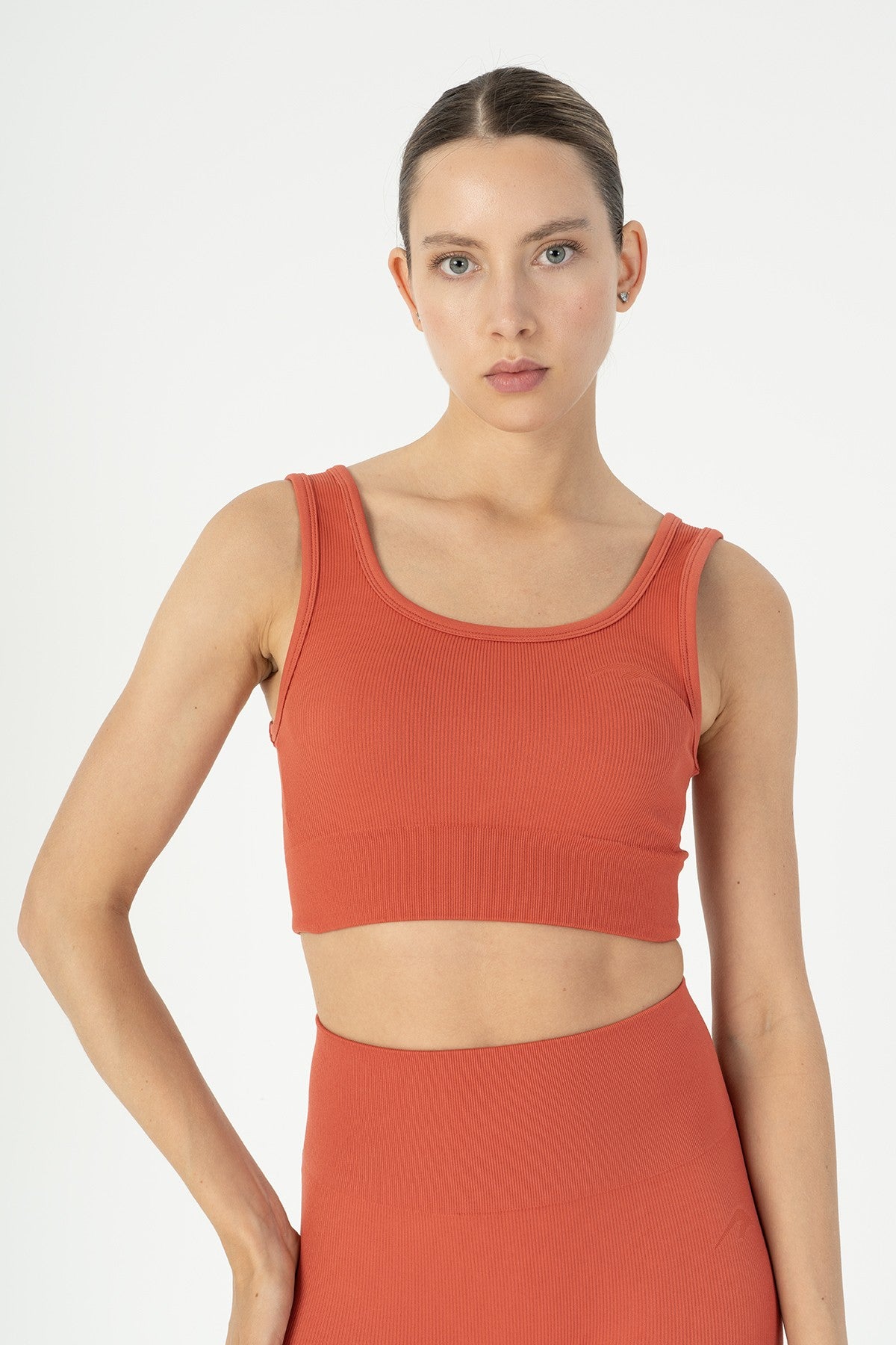 SlimFit Kadın Düz Yaka Kiremit Bra