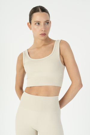 SlimFit Kadın Düz Yaka Bej Bra