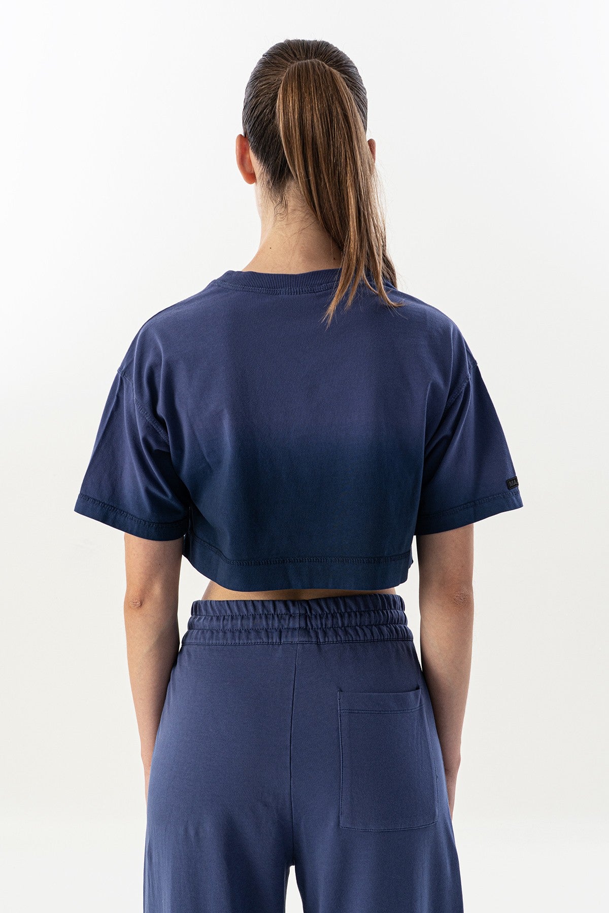 Comfort Kadın Bisiklet Yaka Mor Crop Top