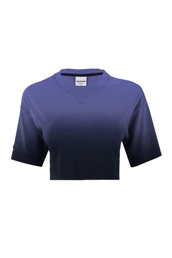 Comfort Kadın Bisiklet Yaka Mor Crop Top