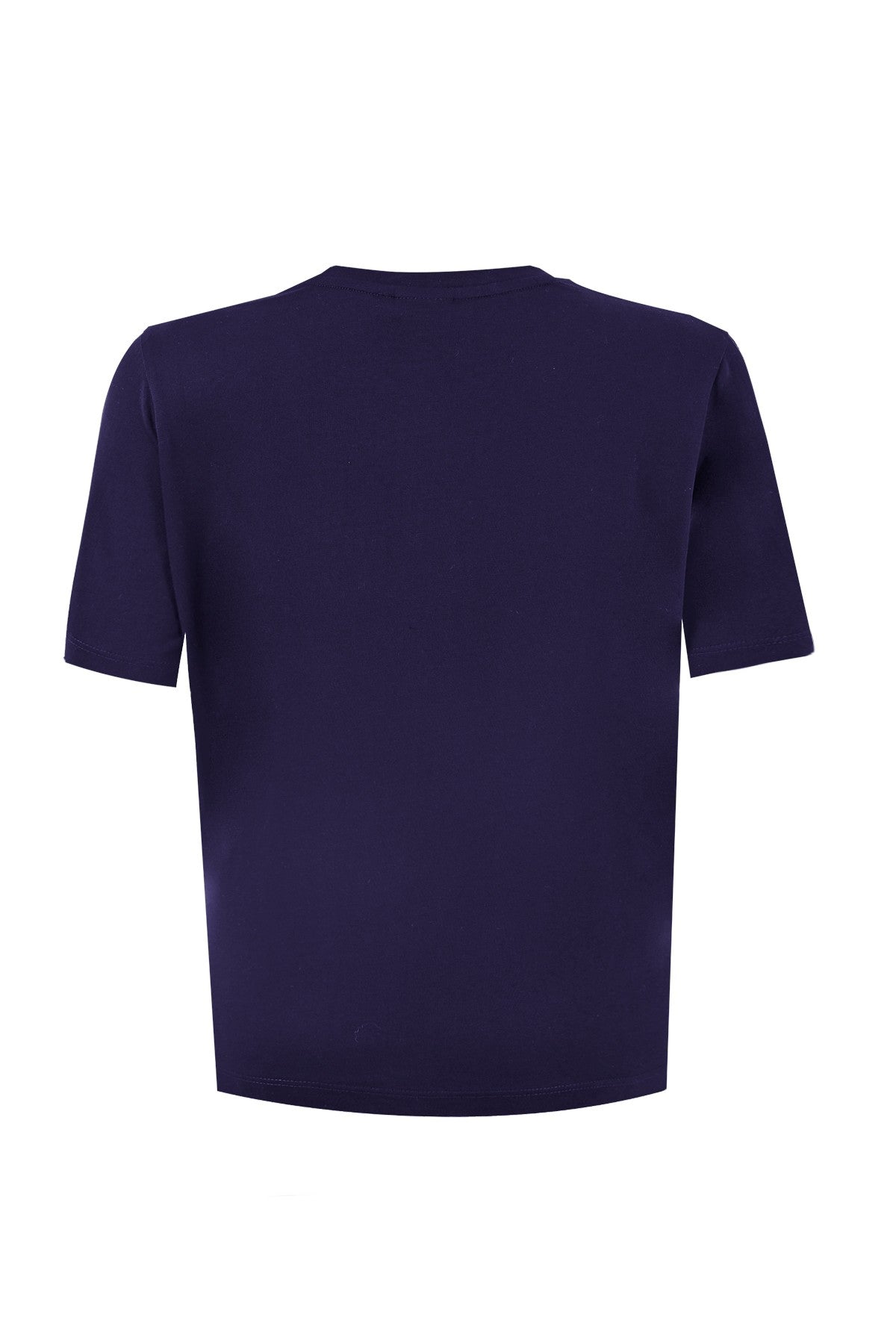 New Basic Kadın Bisiklet Yaka Mor T-shirt