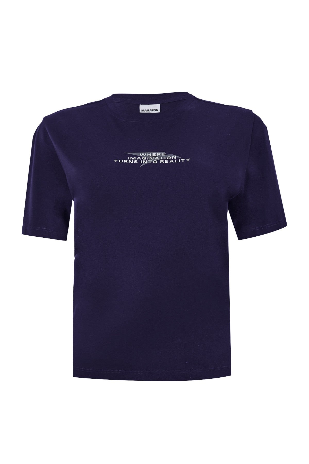 New Basic Kadın Bisiklet Yaka Mor T-shirt