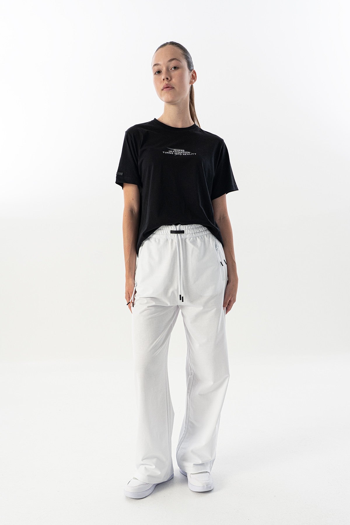 New Basic Kadın Bisiklet Yaka Siyah T-shirt