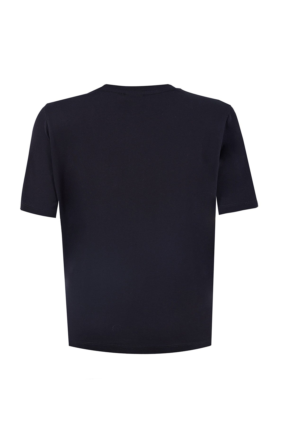 New Basic Kadın Bisiklet Yaka Siyah T-shirt
