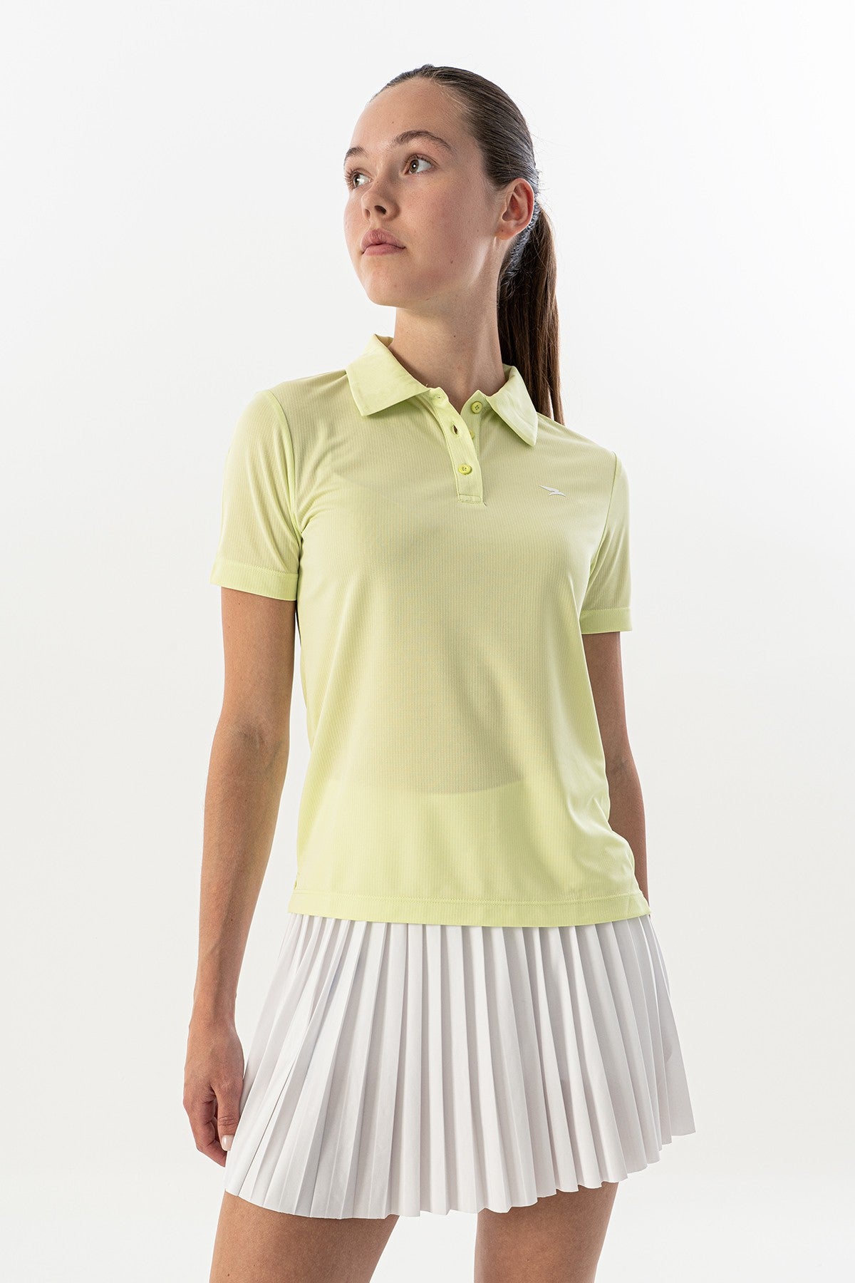 Regular Kadın Polo Yaka Açık Yeşil T-shirt