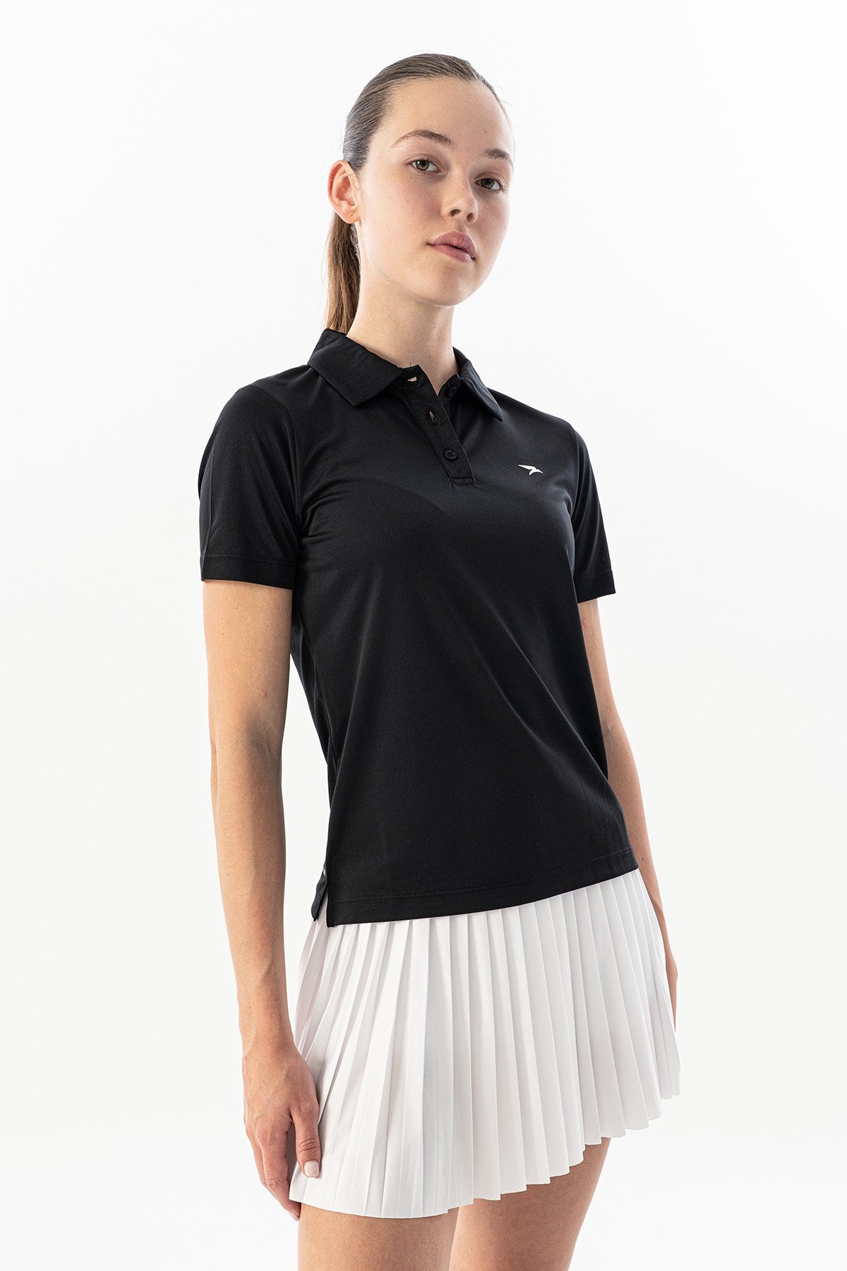 Regular Kadın Polo Yaka Siyah T-shirt