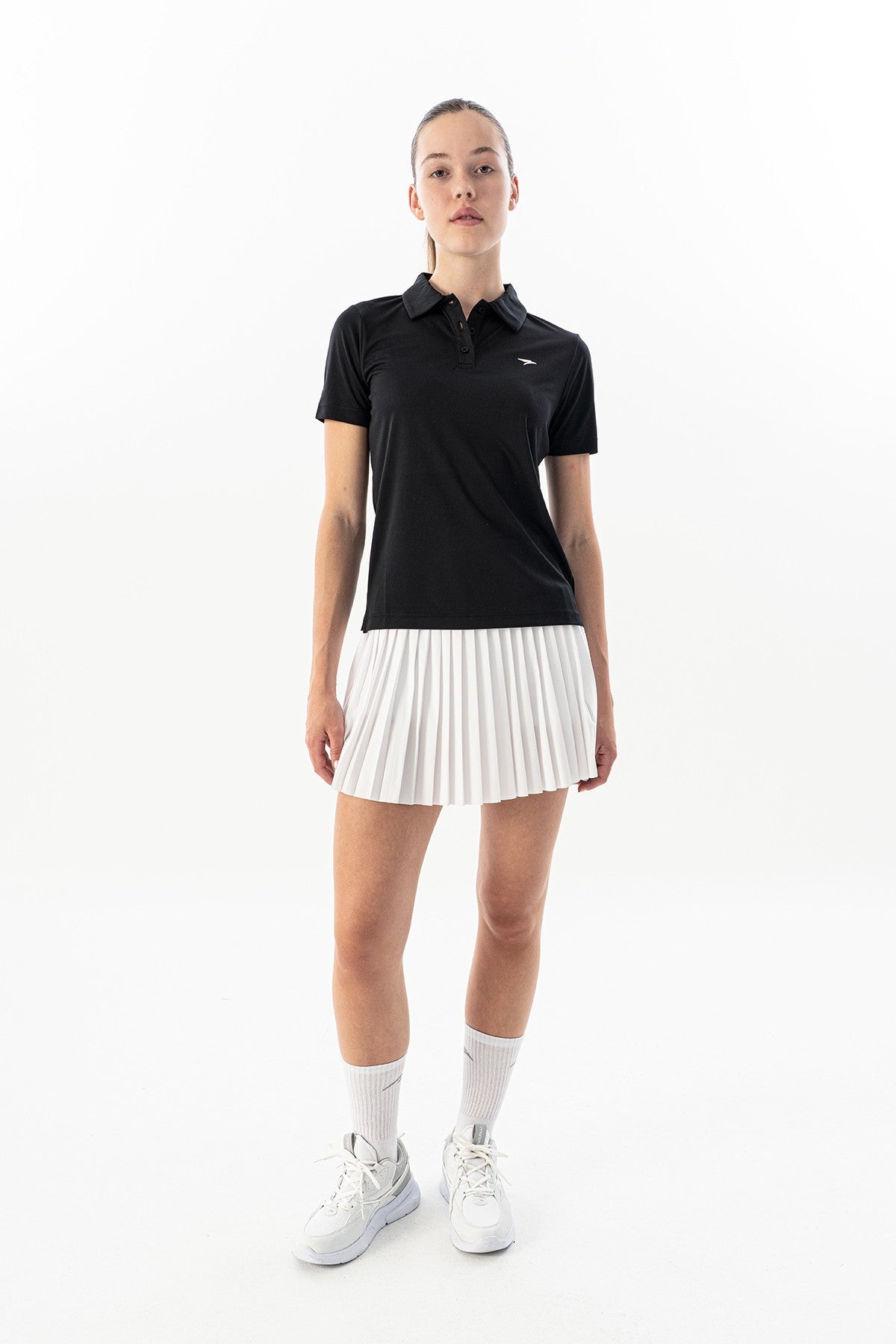 Regular Kadın Polo Yaka Siyah T-shirt