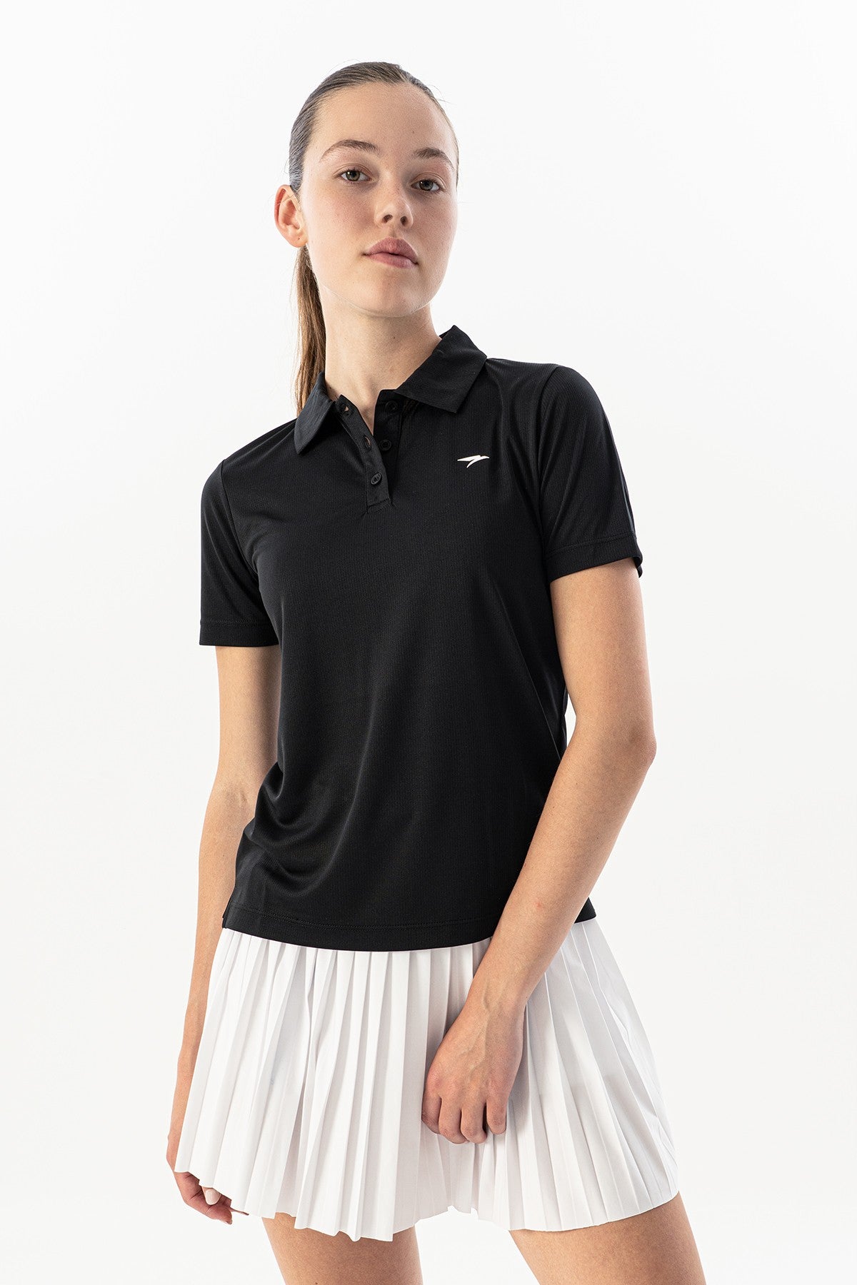 Regular Kadın Polo Yaka Siyah T-shirt
