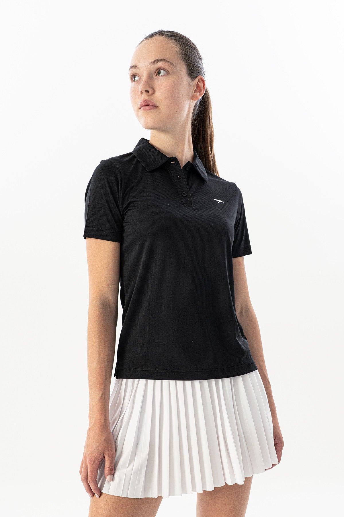 Regular Kadın Polo Yaka Siyah T-shirt