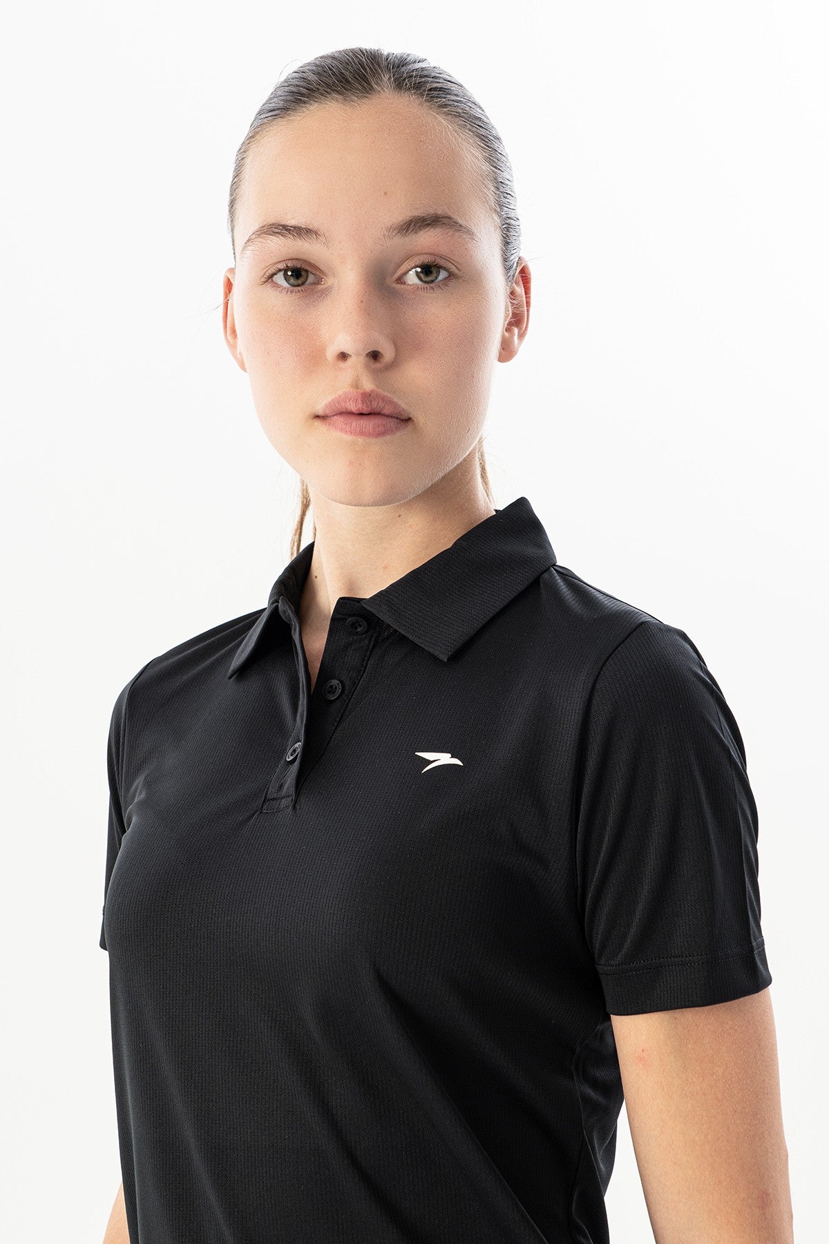 Regular Kadın Polo Yaka Siyah T-shirt