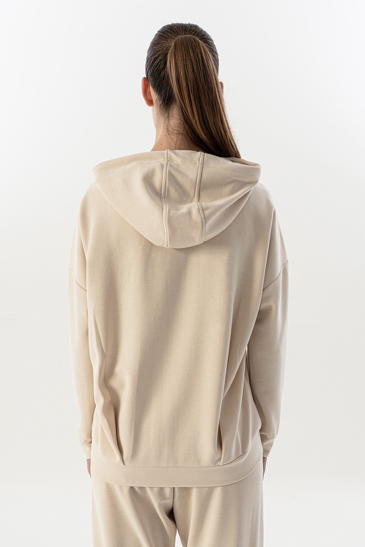 Comfort Kadın Kapüşonlu Ekru Tracktop