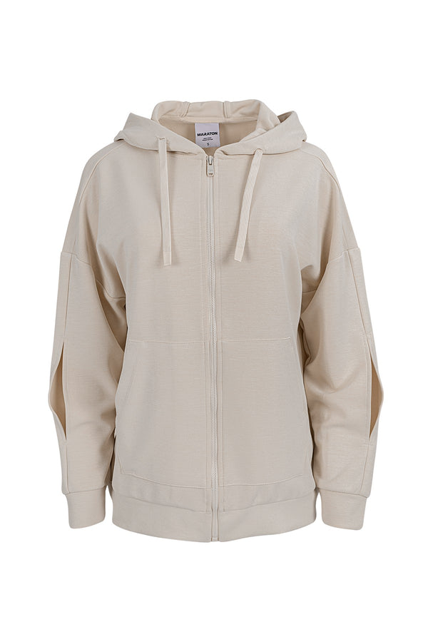 Comfort Kadın Kapüşonlu Ekru Tracktop