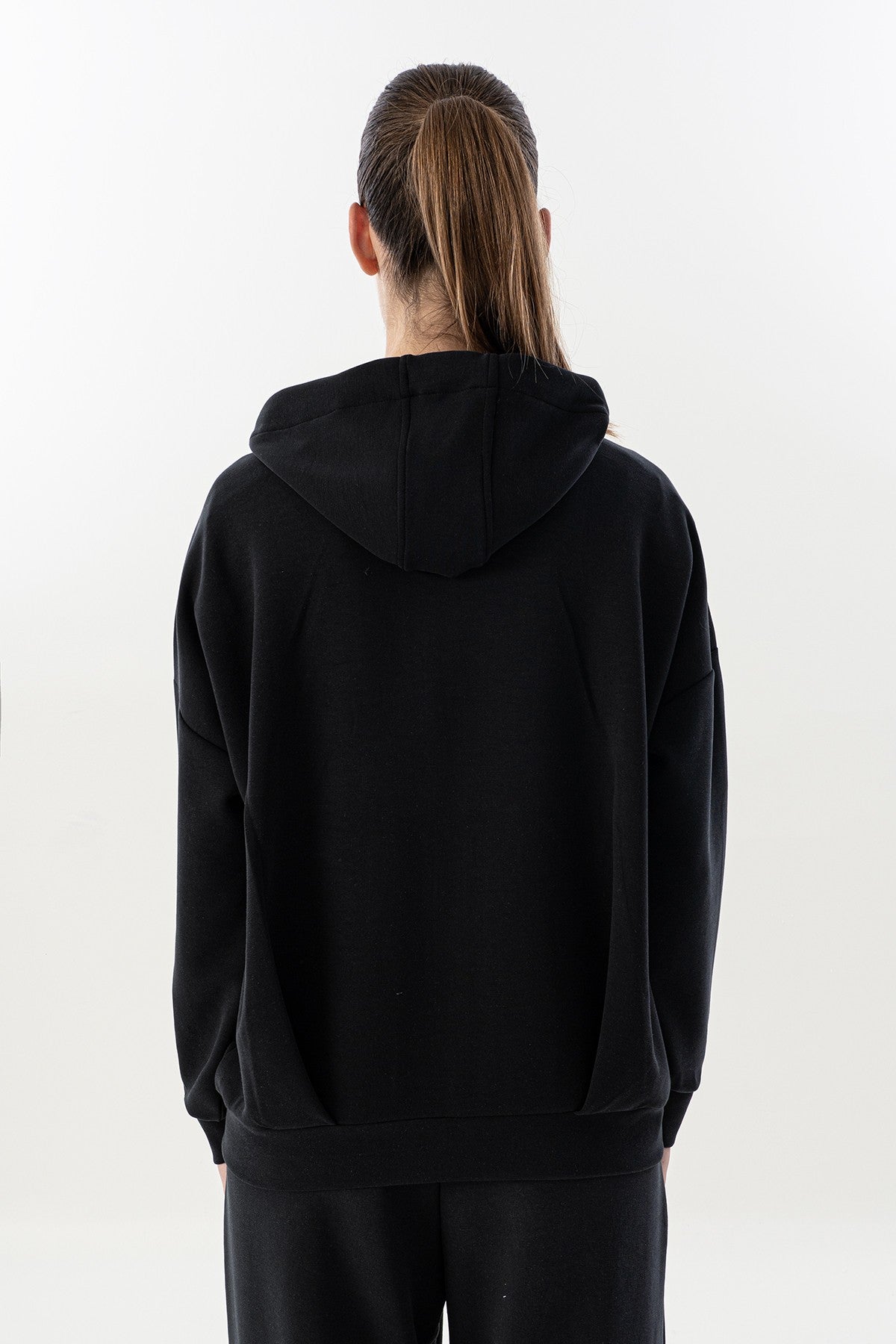 Comfort Kadın Kapüşonlu Siyah Tracktop