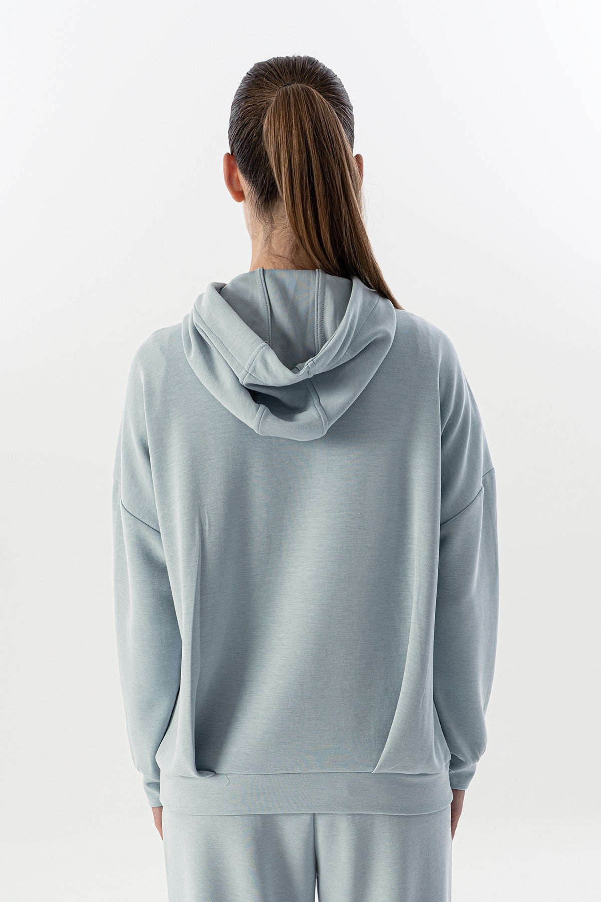 Comfort Kadın Kapüşonlu Mavi Sweatshirt