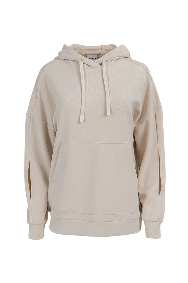 Comfort Kadın Kapüşonlu Ekru Sweatshirt