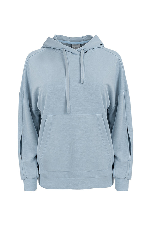 Comfort Kadın Kapüşonlu Mavi Sweatshirt