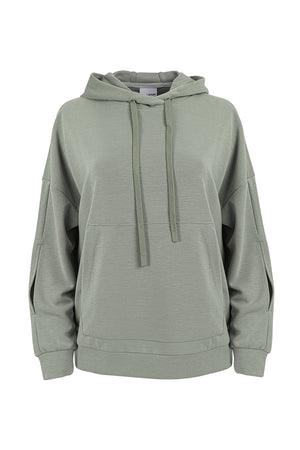 Comfort Kadın Kapüşonlu Açık Yeşil Sweatshirt
