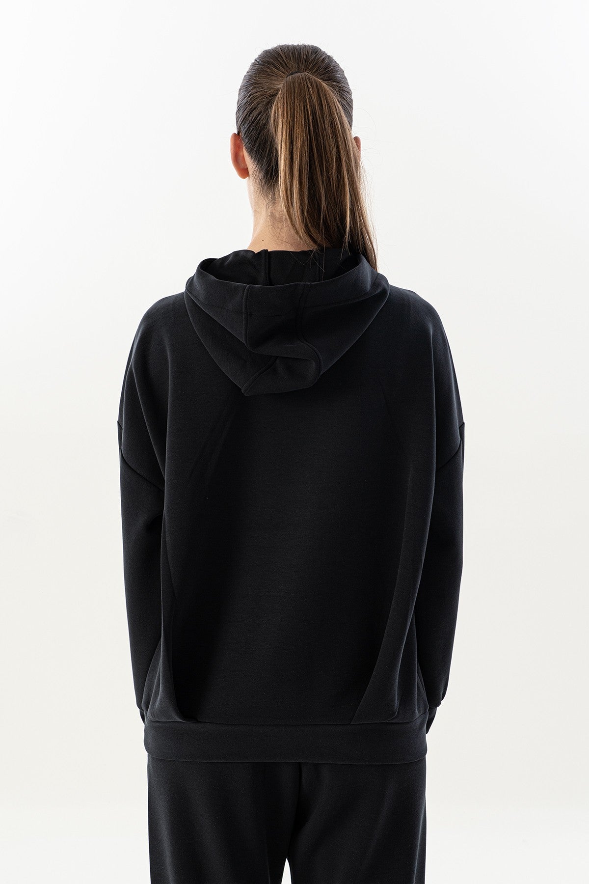 Comfort Kadın Kapüşonlu Siyah Sweatshirt