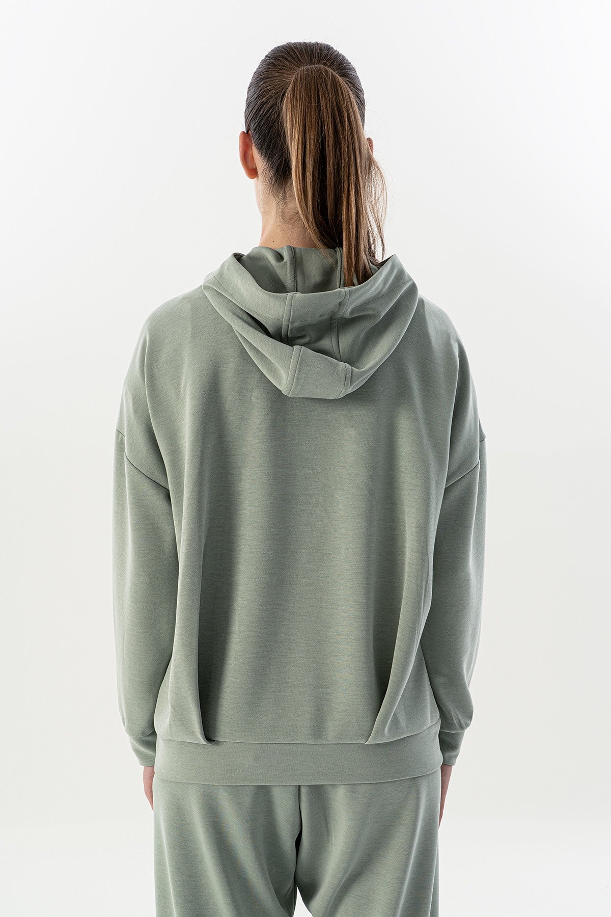 Comfort Kadın Kapüşonlu Açık Yeşil Sweatshirt