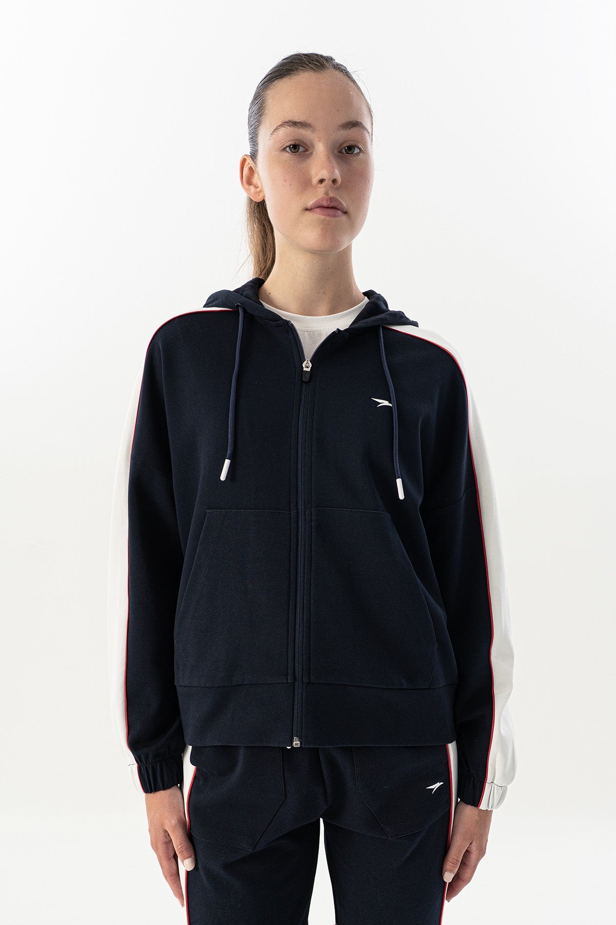 Comfort Kadın Kapüşonlu Lacivert Tracktop