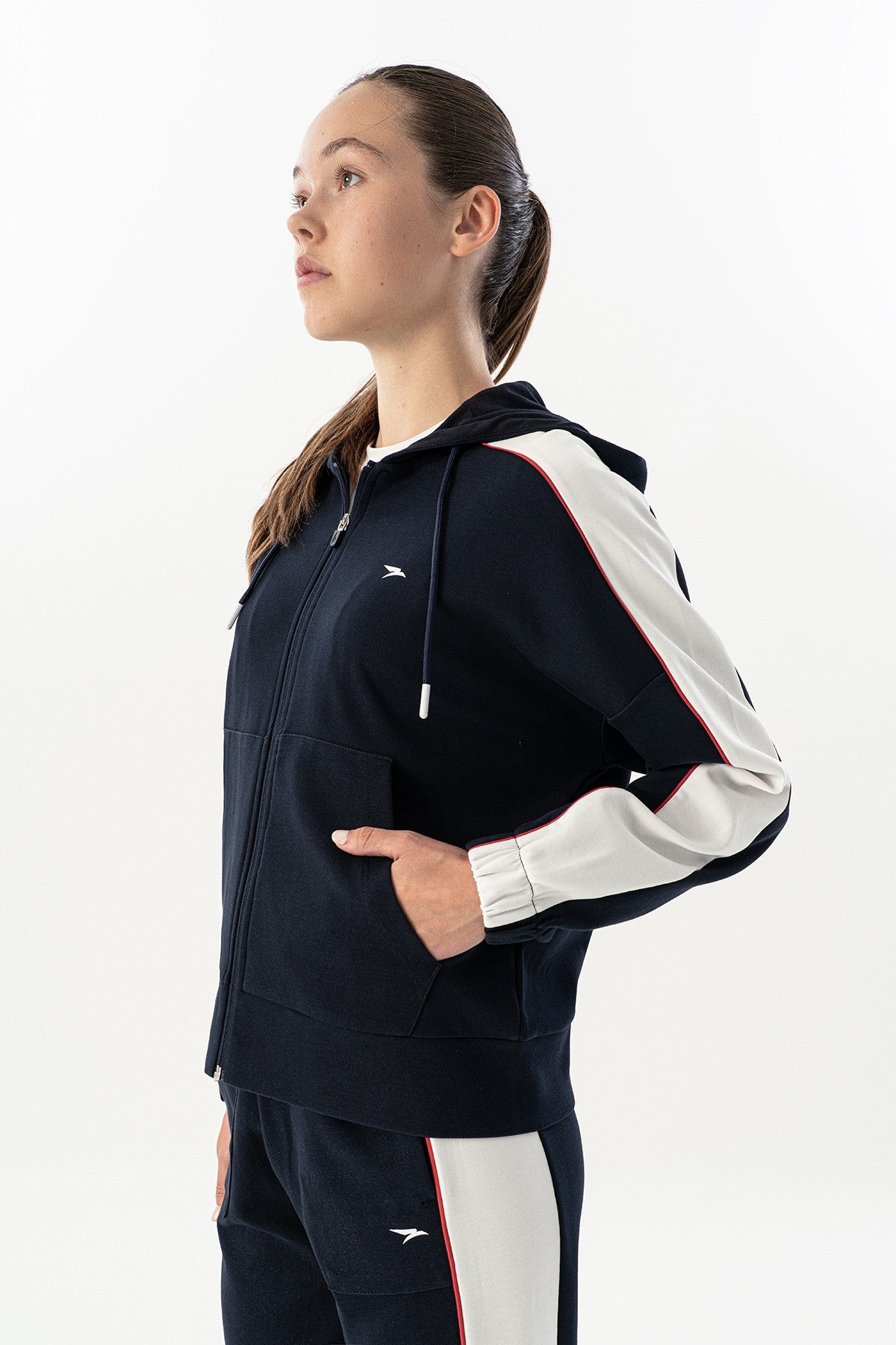 Comfort Kadın Kapüşonlu Lacivert Tracktop