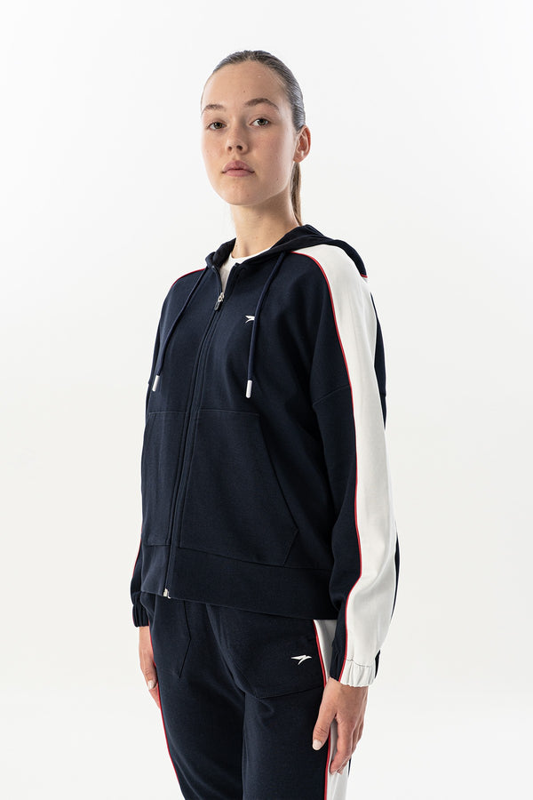 Comfort Kadın Kapüşonlu Lacivert Tracktop