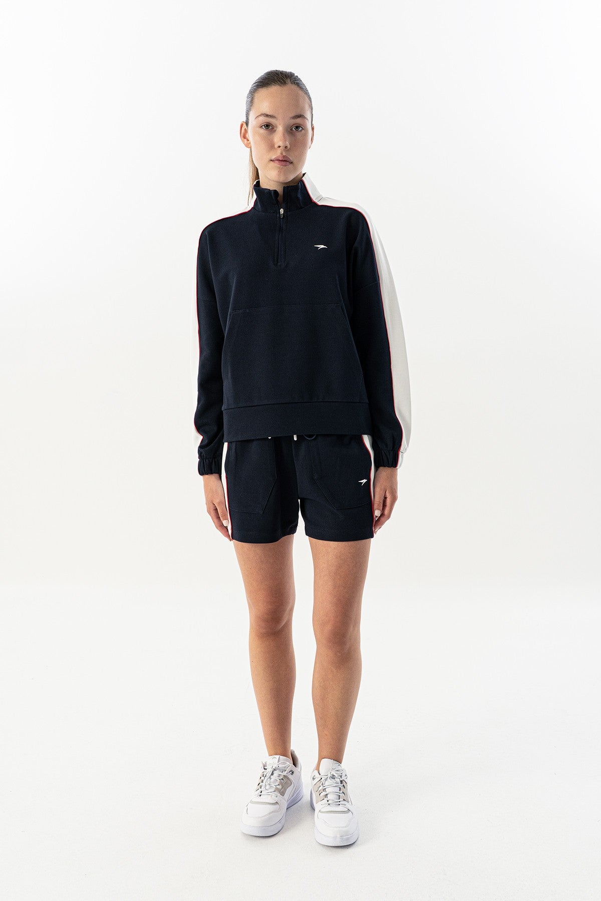 Comfort Kadın Dik Yaka Lacivert Sweatshirt