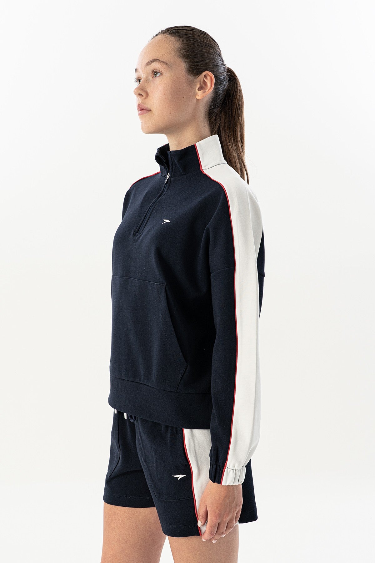 Comfort Kadın Dik Yaka Lacivert Sweatshirt