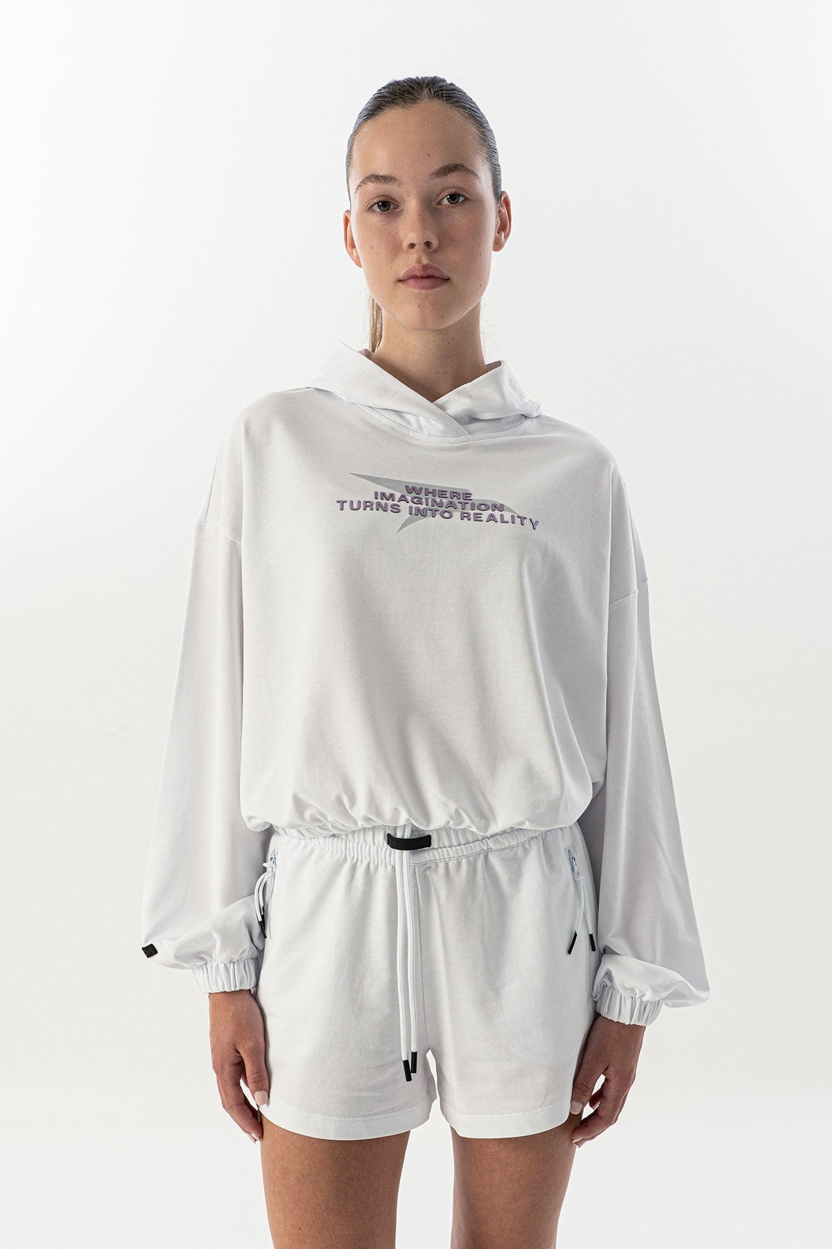 Comfort Kadın Kapüşonlu Beyaz Sweatshirt