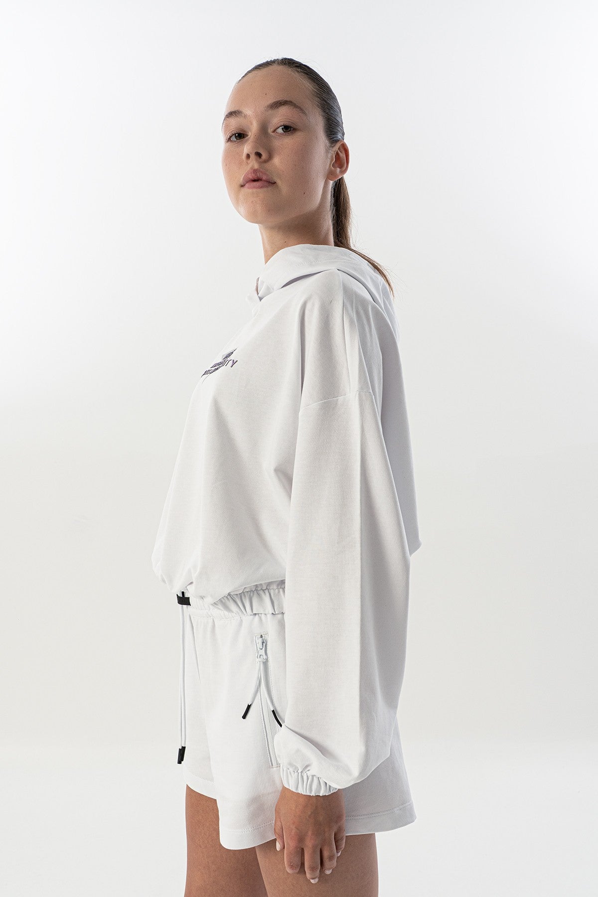 Comfort Kadın Kapüşonlu Beyaz Sweatshirt