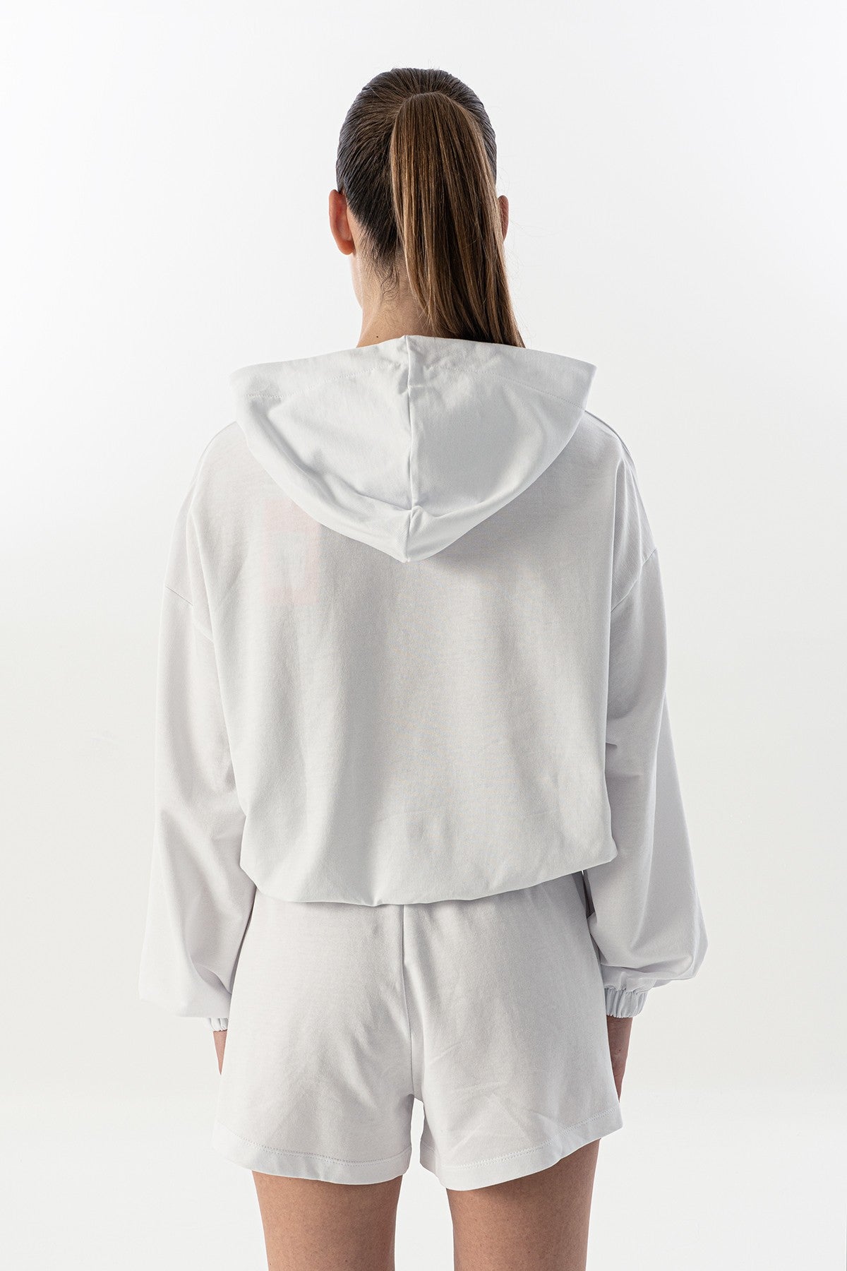 Comfort Kadın Kapüşonlu Beyaz Sweatshirt