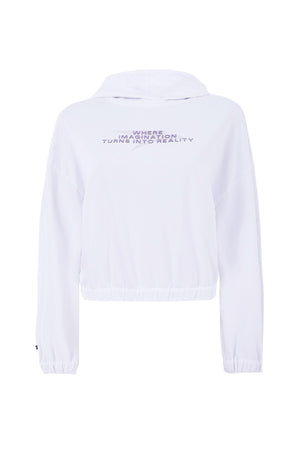 Comfort Kadın Kapüşonlu Beyaz Sweatshirt