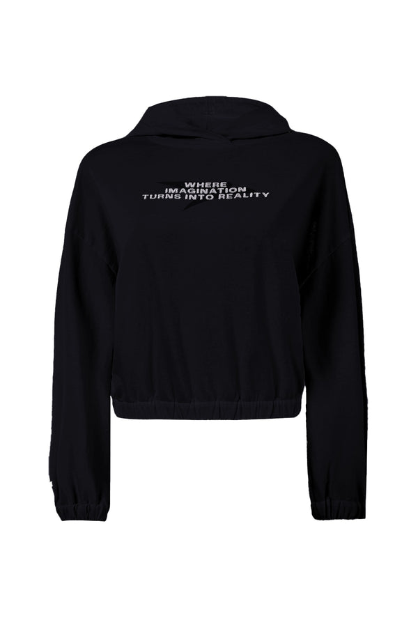 Comfort Kadın Kapüşonlu Siyah Sweatshirt
