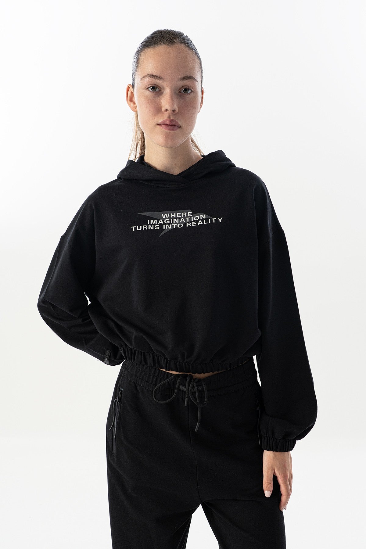 Comfort Kadın Kapüşonlu Siyah Sweatshirt