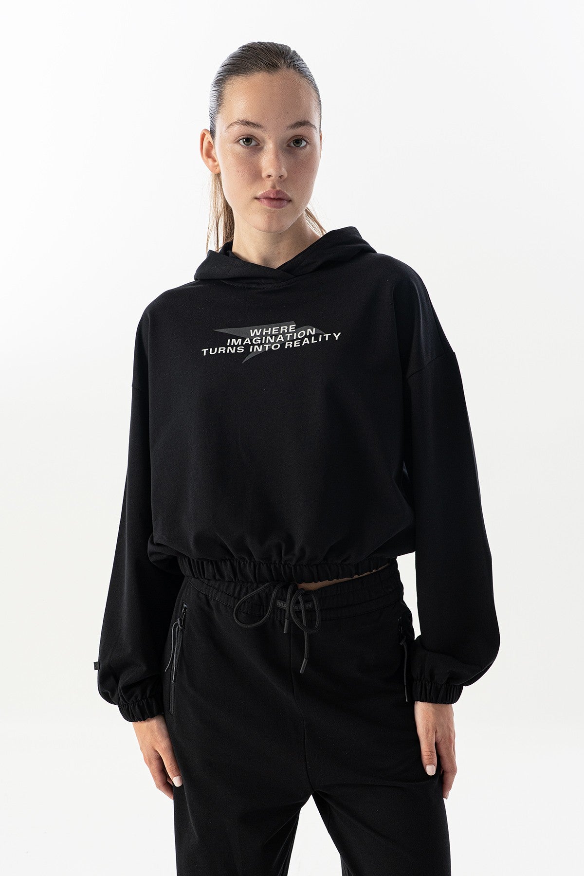Comfort Kadın Kapüşonlu Siyah Sweatshirt