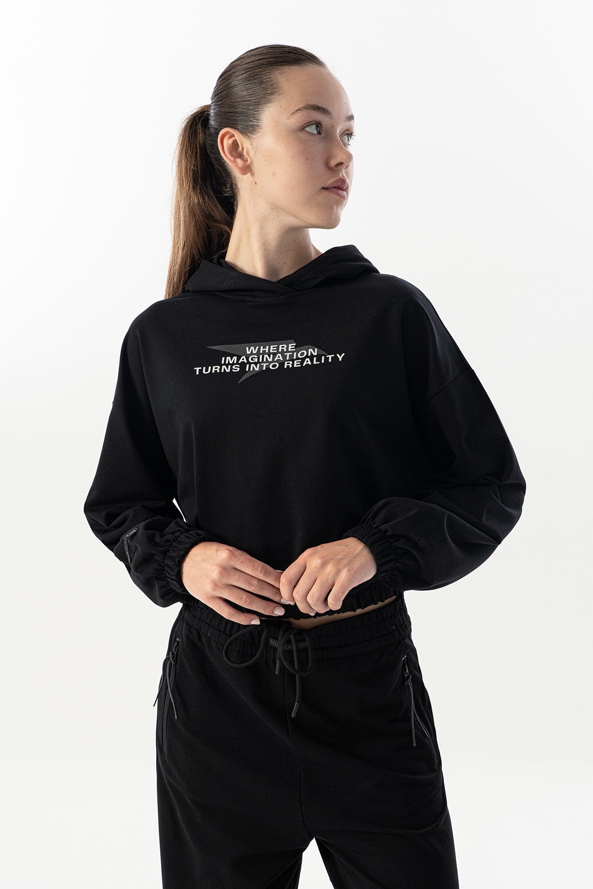 Comfort Kadın Kapüşonlu Siyah Sweatshirt