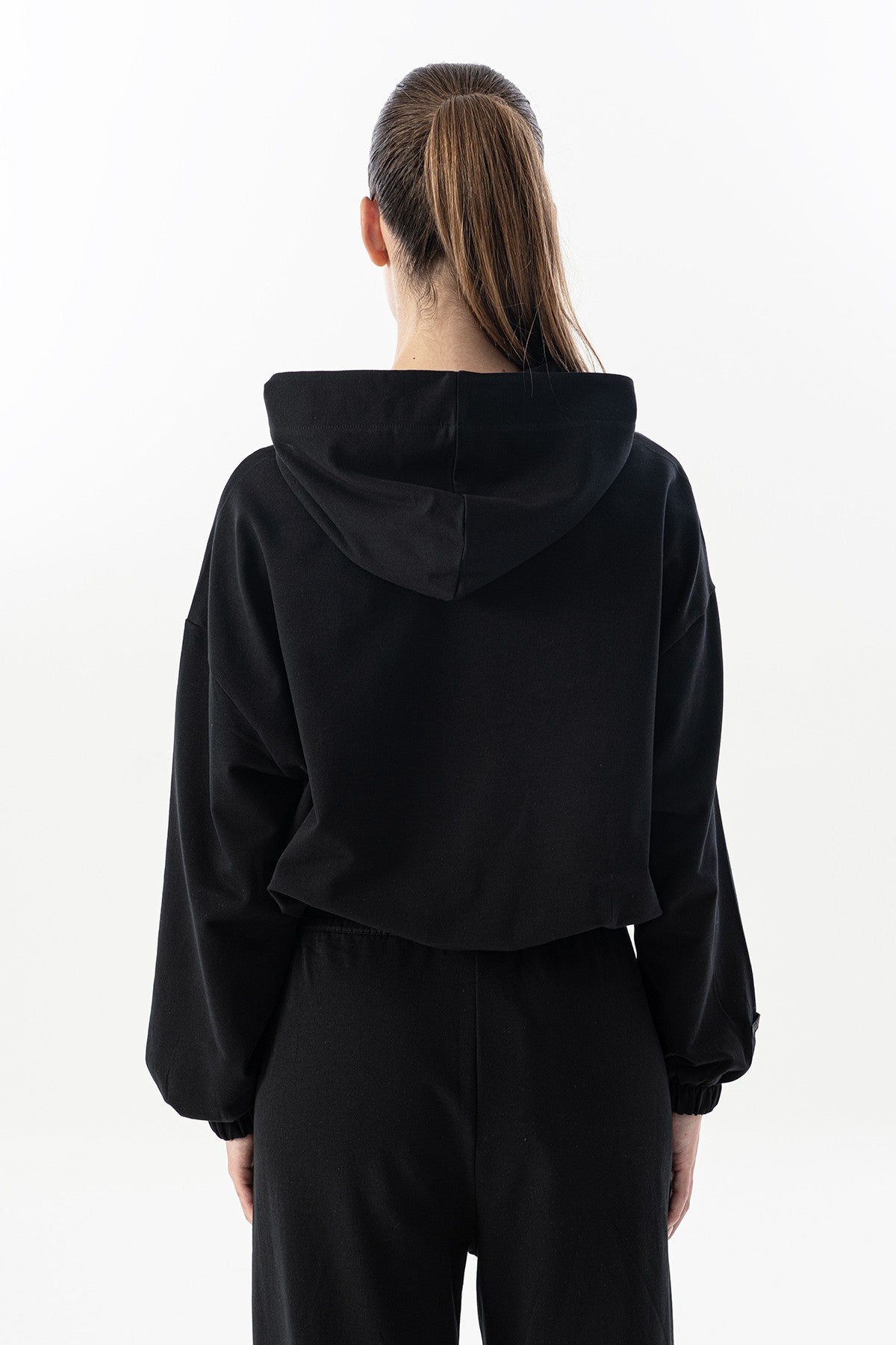 Comfort Kadın Kapüşonlu Siyah Sweatshirt