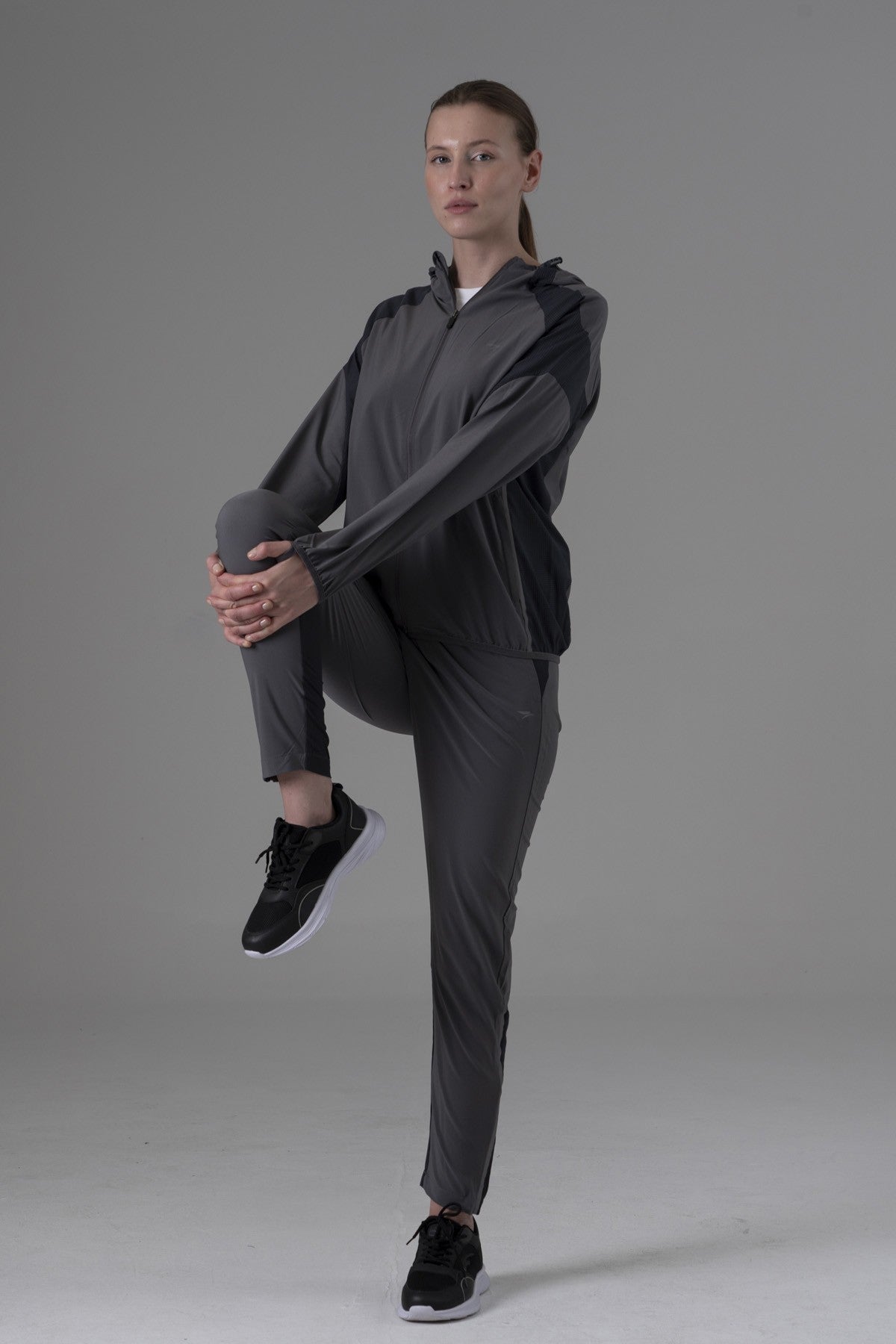 Regular Kadın Kapüşonlu Antrasit Tracktop
