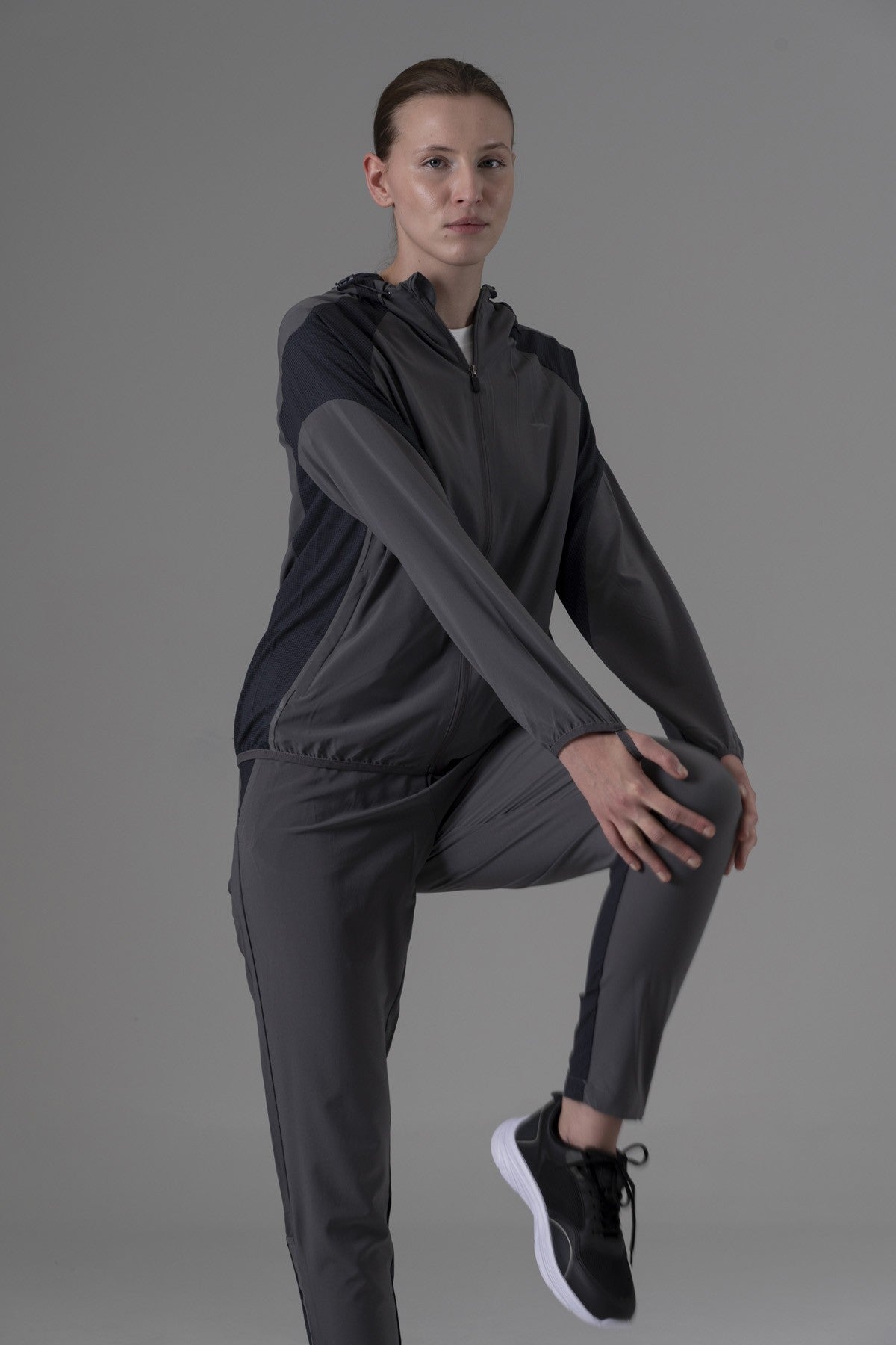 Regular Kadın Kapüşonlu Antrasit Tracktop