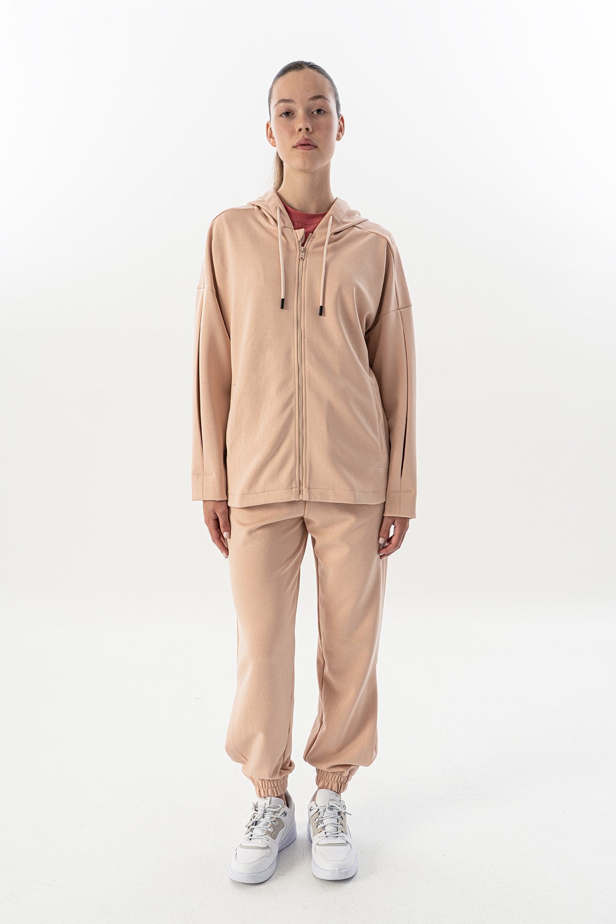 Comfort Kadın Kapüşonlu Pembe Tracktop