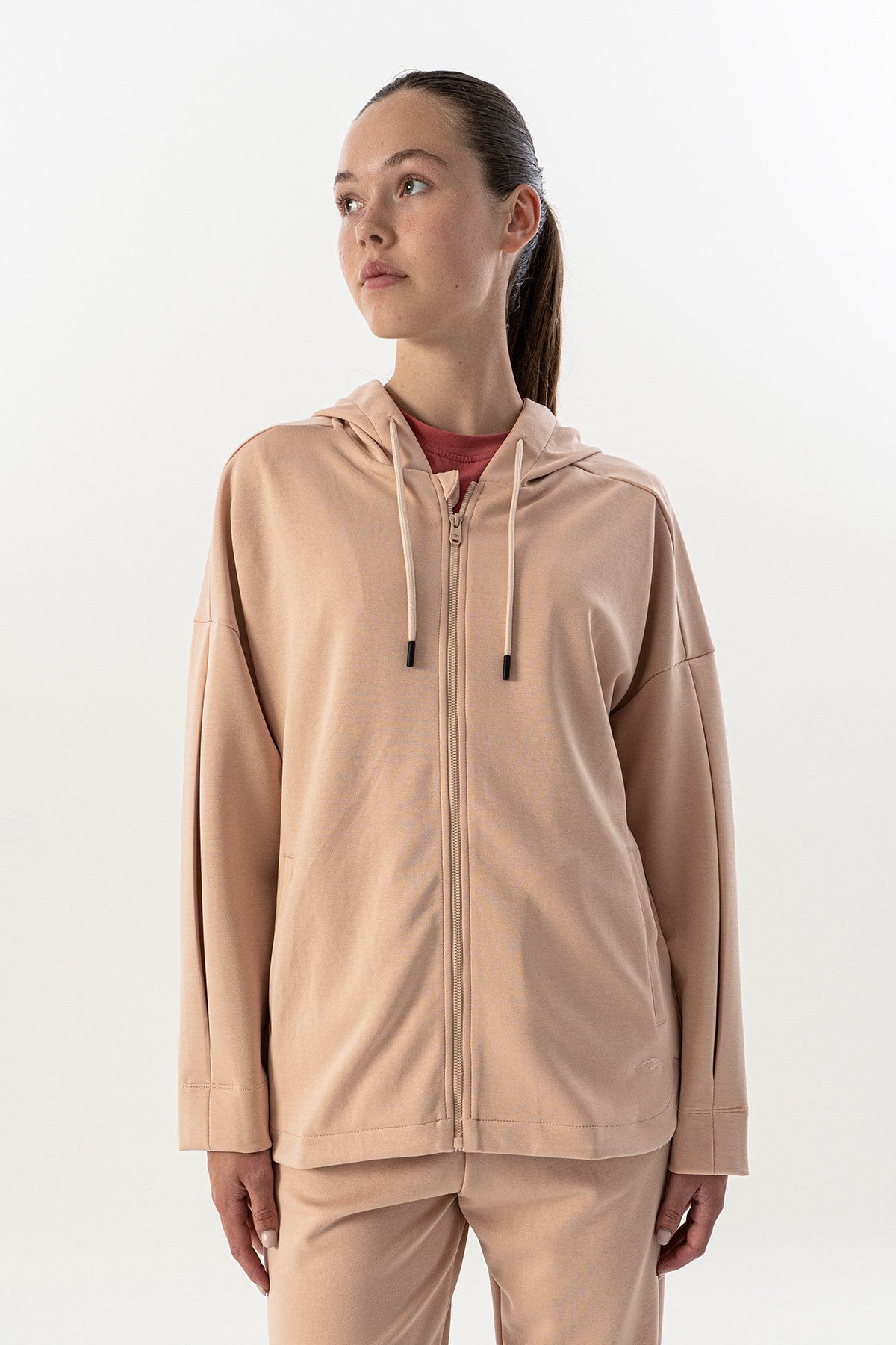 Comfort Kadın Kapüşonlu Pembe Tracktop