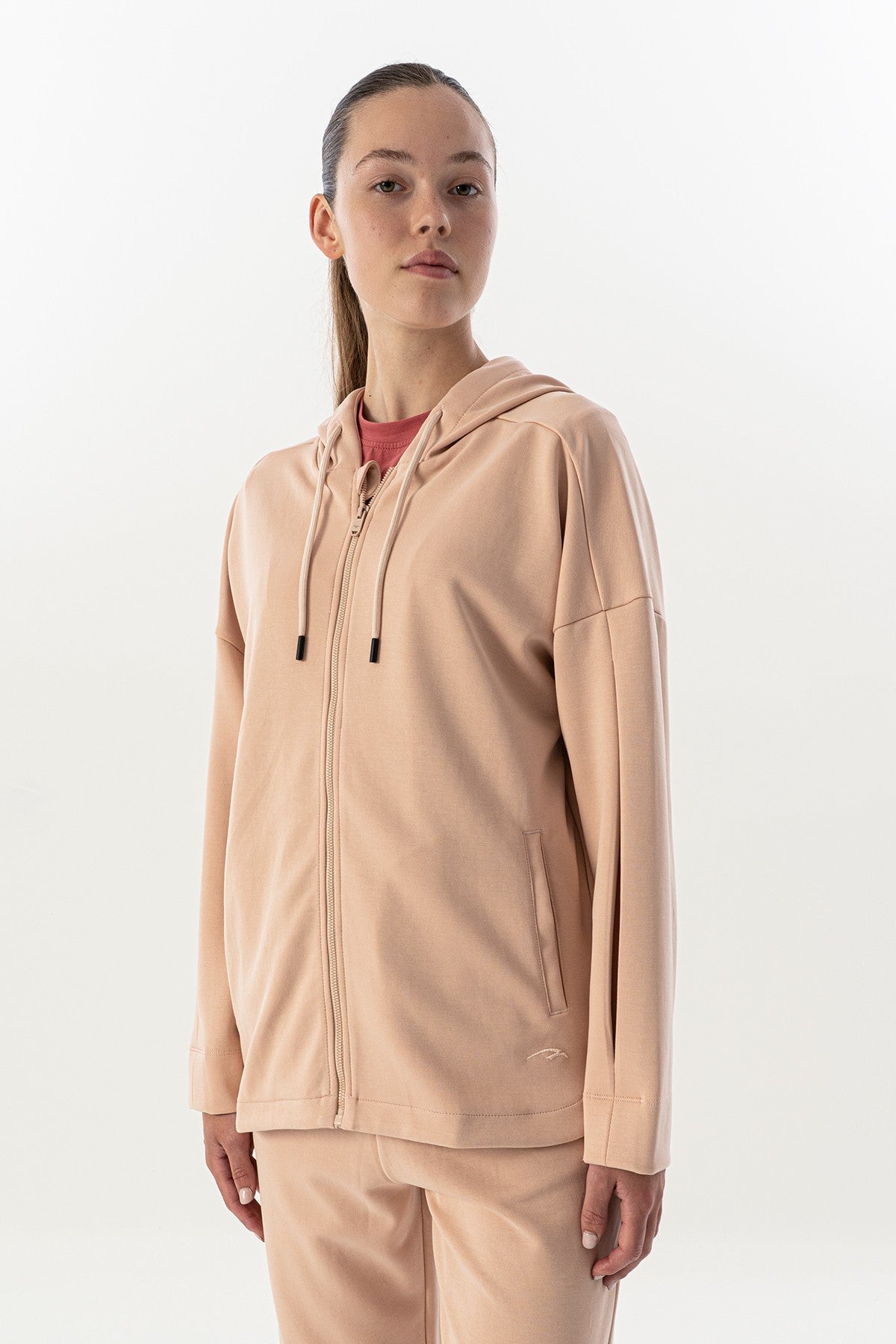 Comfort Kadın Kapüşonlu Pembe Tracktop