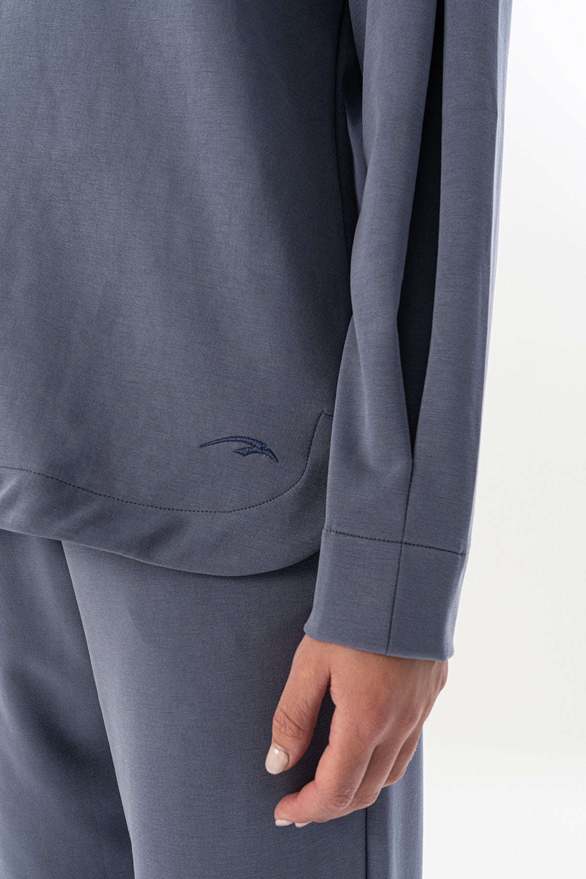 Comfort Kadın Bisiklet Yaka İndigo Sweatshirt