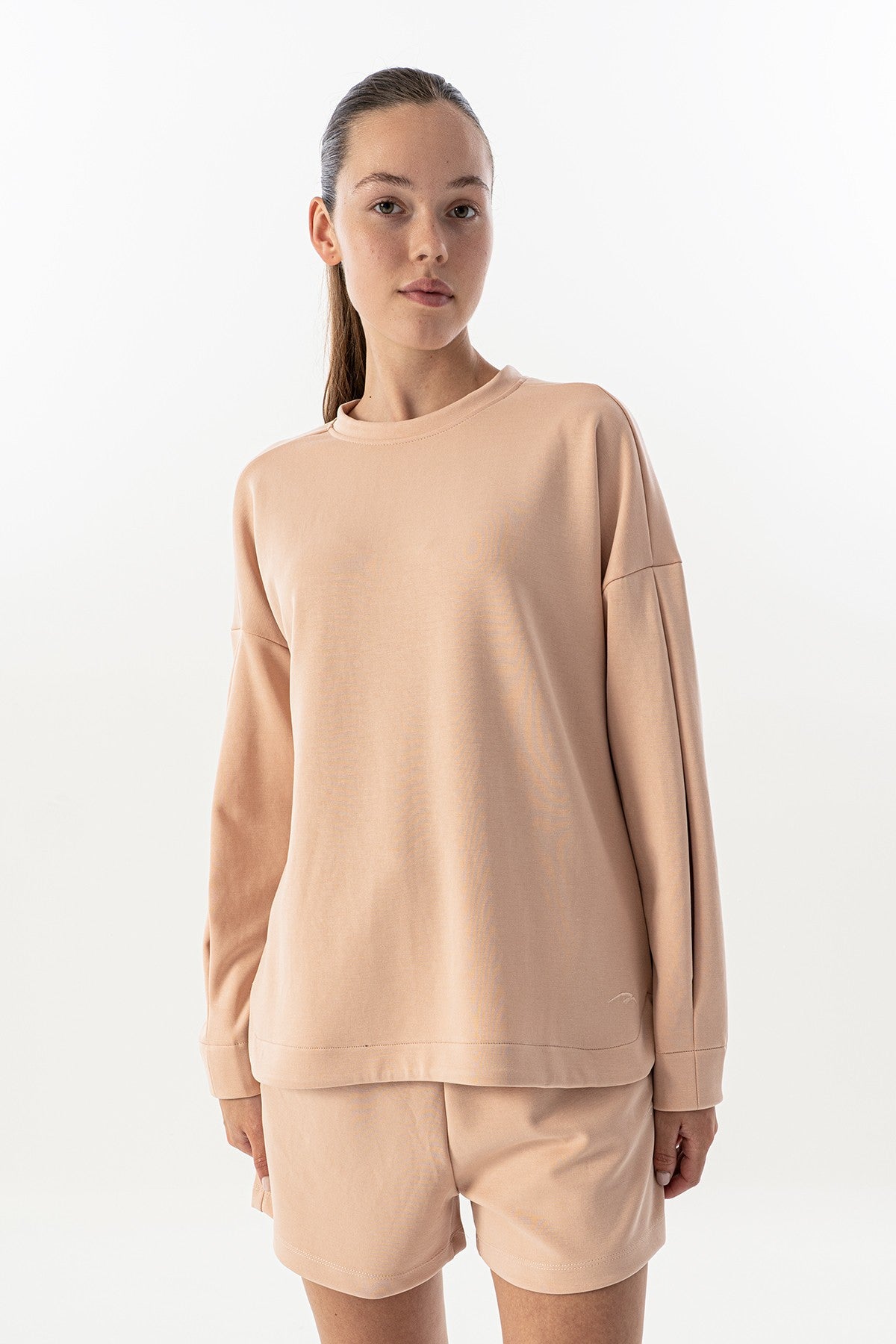 Comfort Kadın Bisiklet Yaka Pembe Sweatshirt