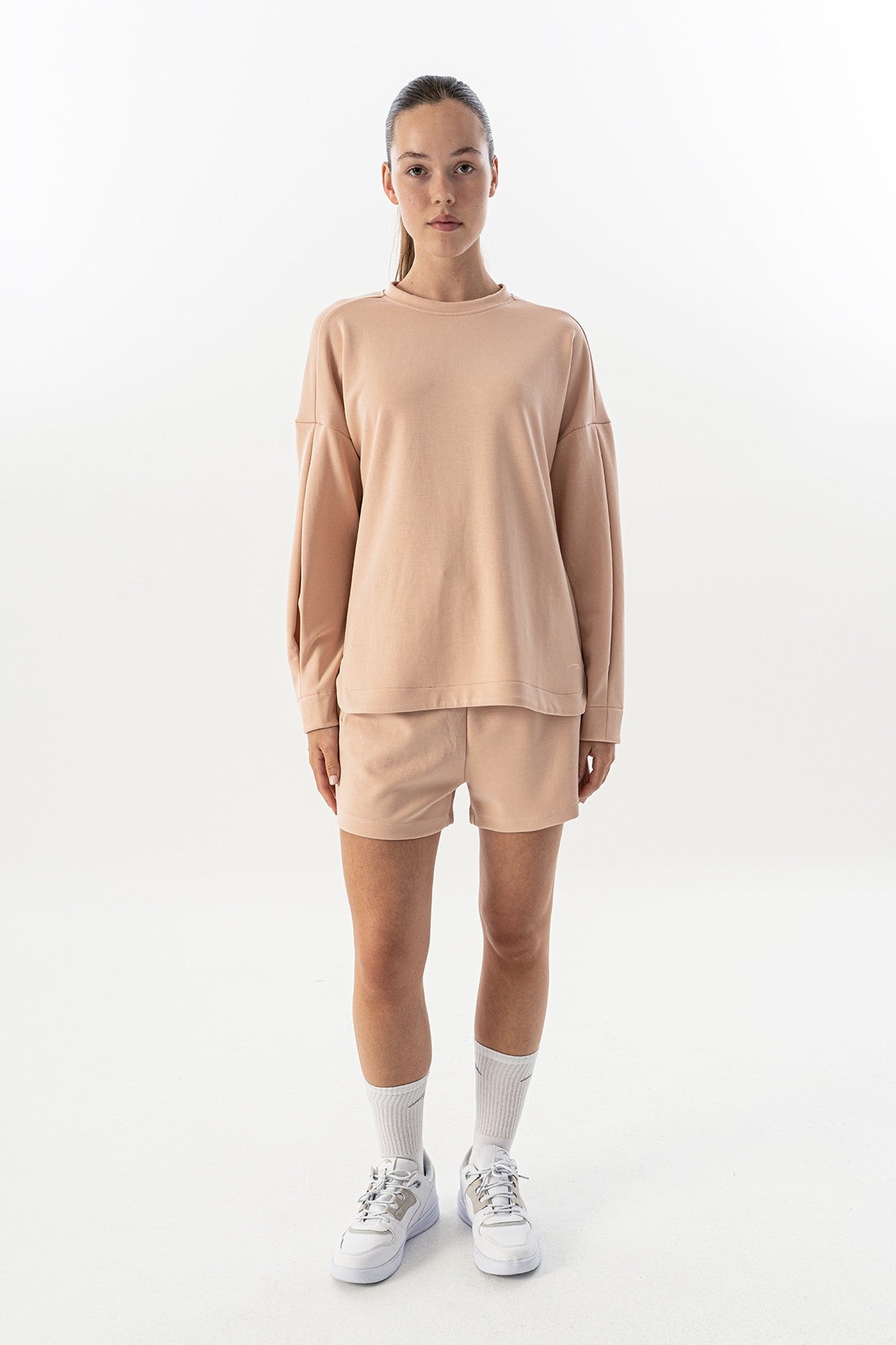 Comfort Kadın Bisiklet Yaka Pembe Sweatshirt